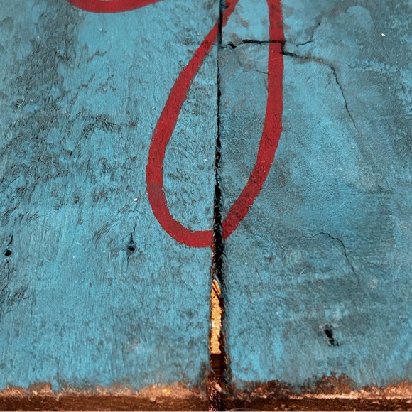 Rustic Hand Crafted Joy Sign Wall Hanging Teal Red Barn Wood Farmhouse Display - Picture 3 of 7